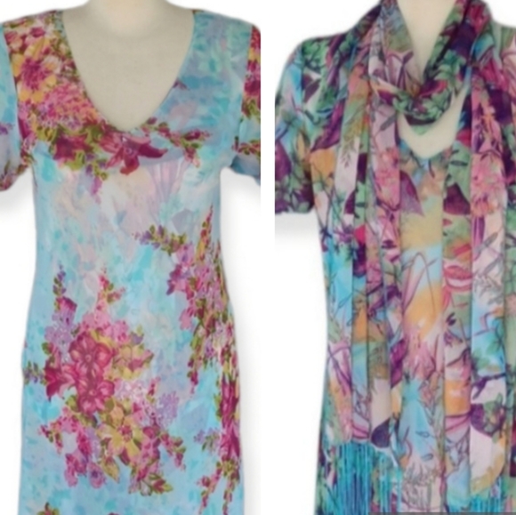 Floral reversible Dress Midi Size L - Picture 14 of 14